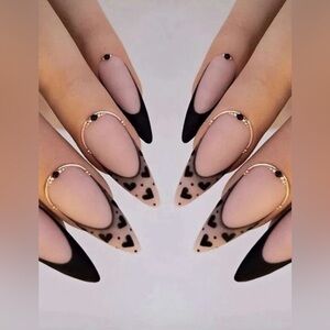 Classic black French tip press on nails